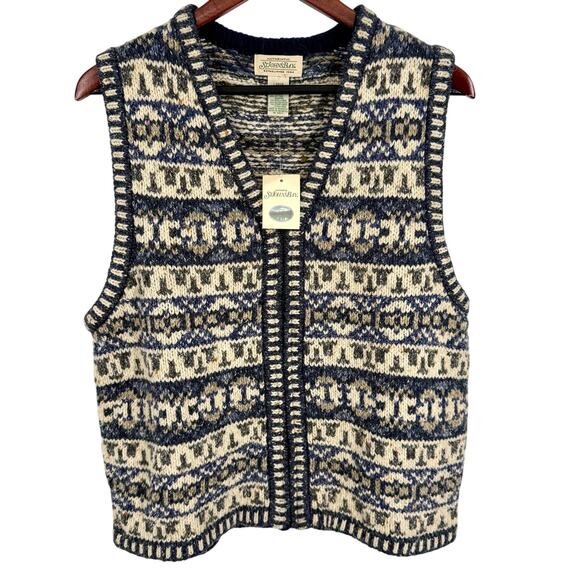 NEW NWT St Johns Bay Large Wool Winter Fairisle Nordic Sweater Vest Top Womens - Picture 1 of 7